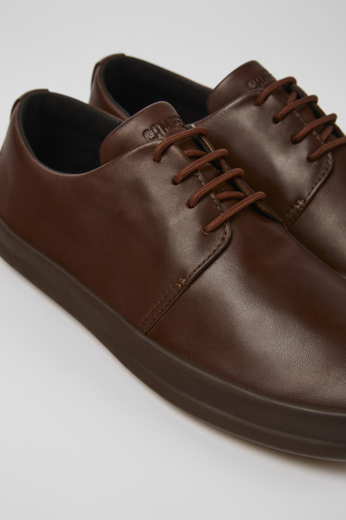 Close-up view of Chasis Brown leather shoes for men