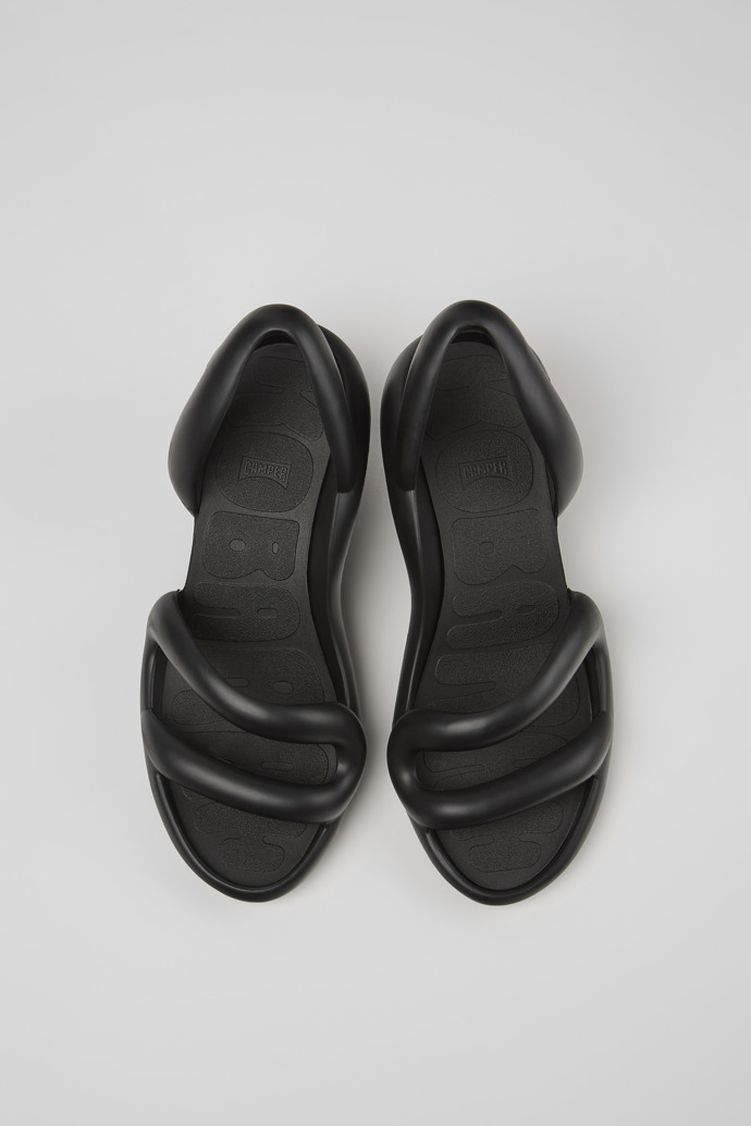 Overhead view of Kobarah Black unisex sandals