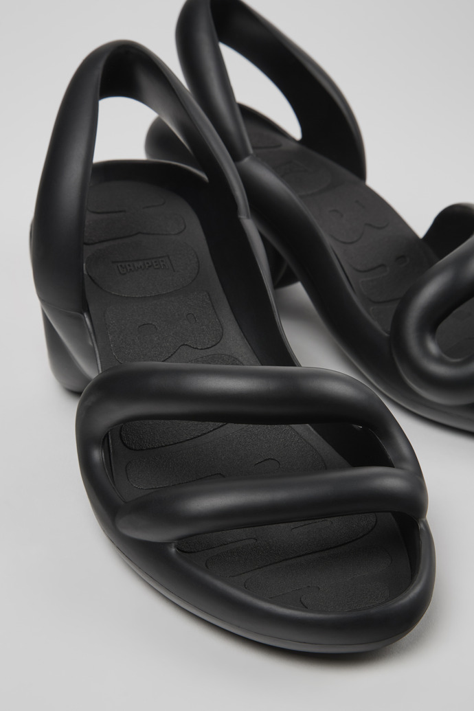 Close-up view of Kobarah Black unisex sandals