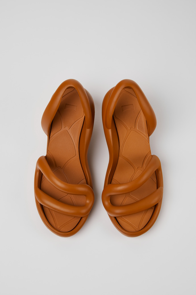 Overhead view of Kobarah Brown unisex sandal