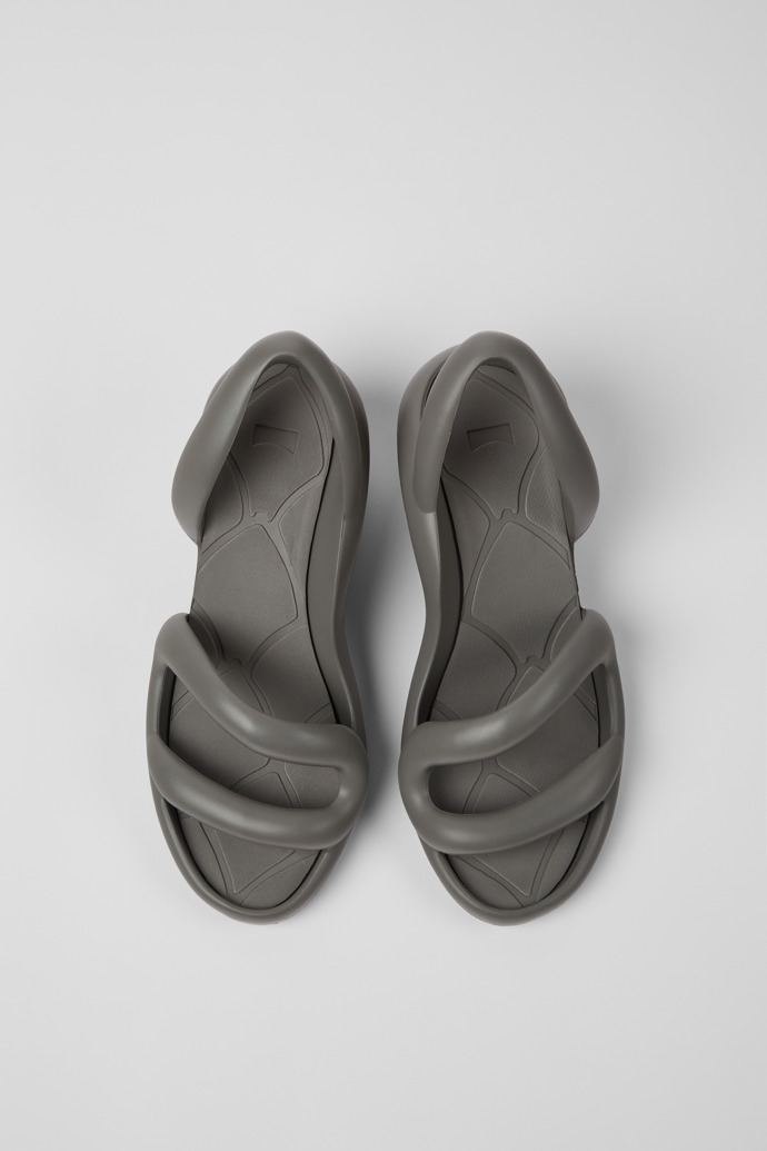Overhead view of Kobarah Grey unisex sandals