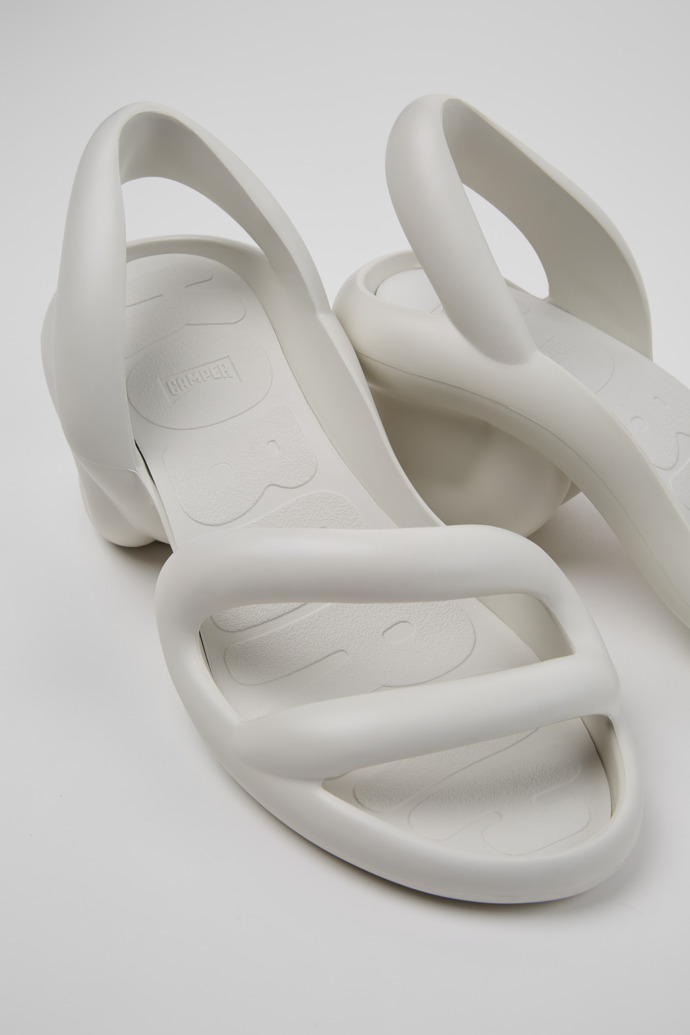 Close-up view of Kobarah White Textile Sandals for Men.