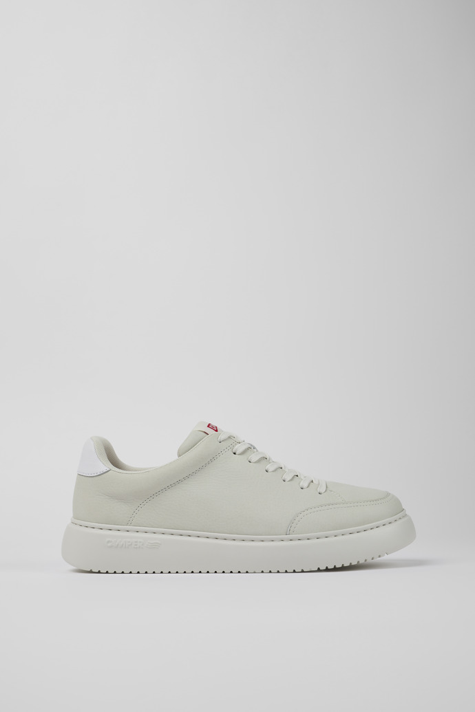 Side view of Runner K21 White non-dyed leather sneakers for men