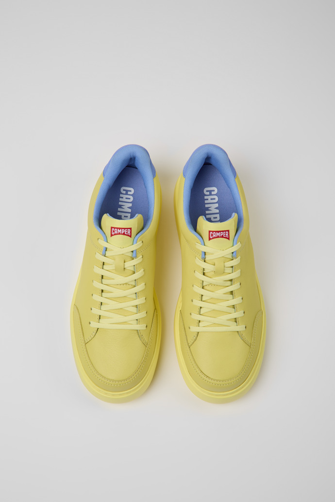 Overhead view of Runner K21 Yellow leather sneakers for men
