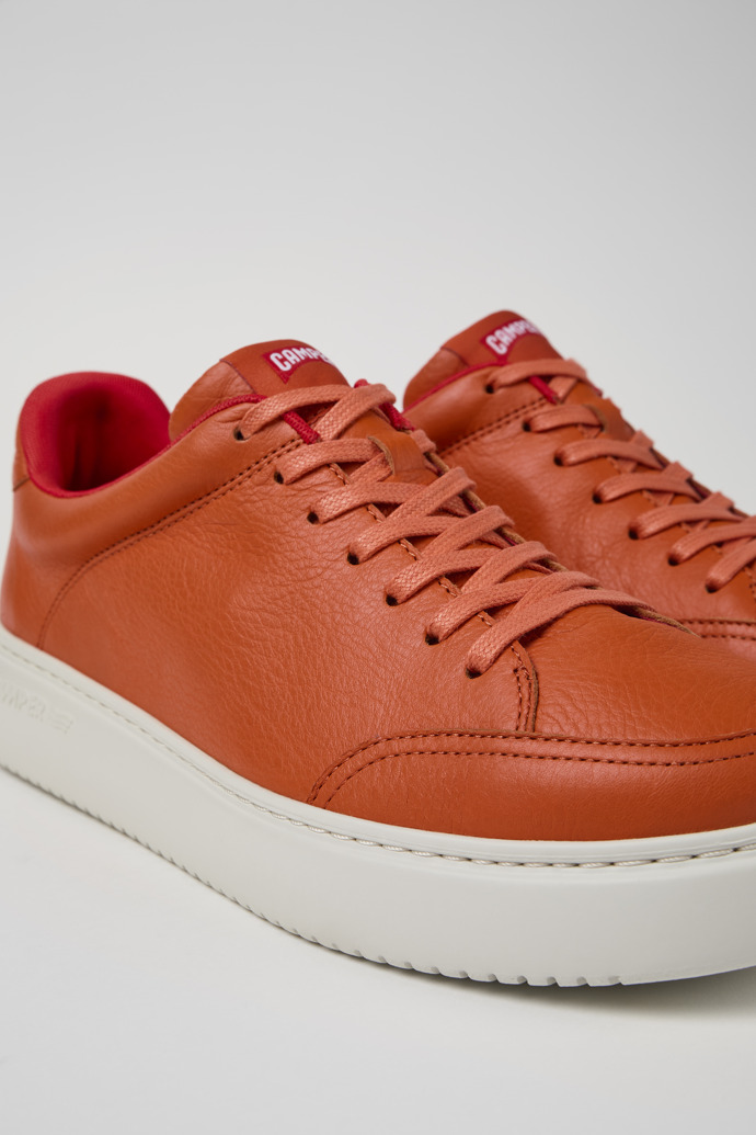 Close-up view of Runner K21 Orange leather sneakers for men