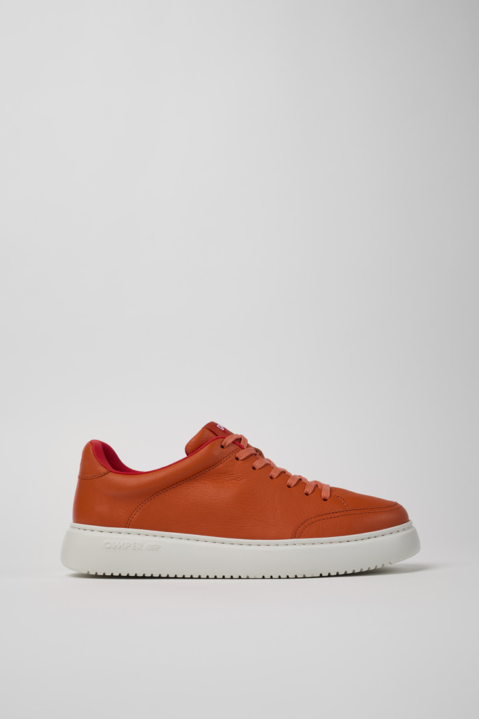 Side view of Runner K21 Orange leather sneakers for men