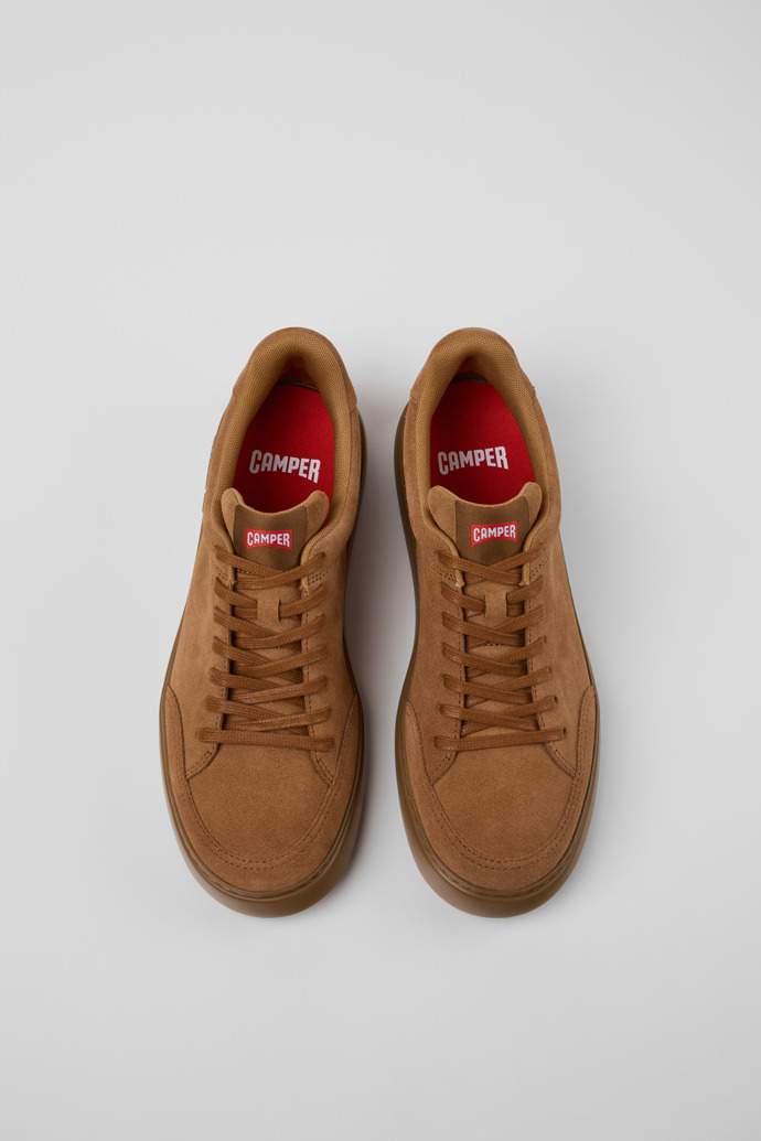 Overhead view of Runner K21 Brown Suede Sneakers for Men.
