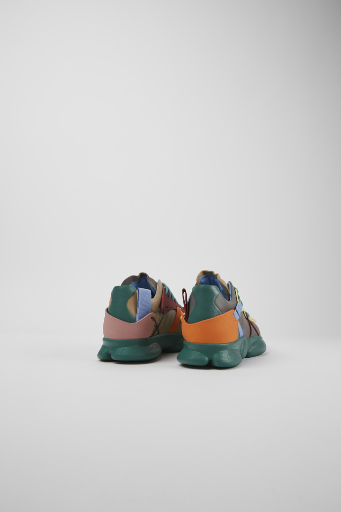 Back view of Twins Multicolored leather and nubuck sneakers for men