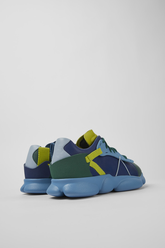 Back view of Twins Multicolored leather and textile sneakers for men