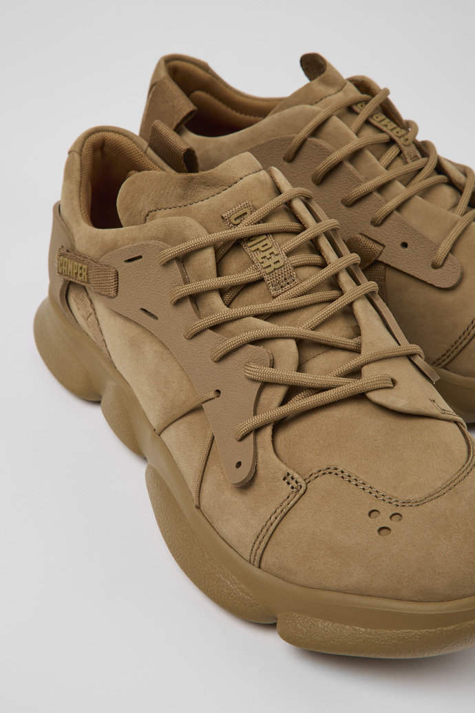 Close-up view of Karst Brown Nubuck/Textile Sneaker for Men