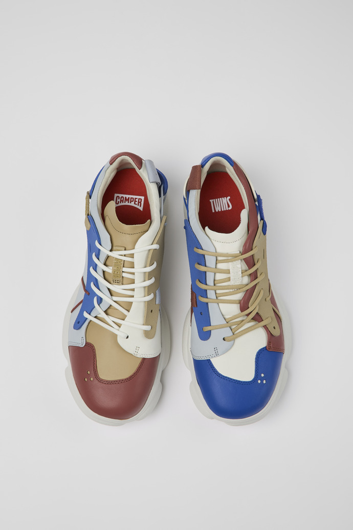 Image of Overhead view of Twins Multicolored Leather/Textile Sneaker for Men