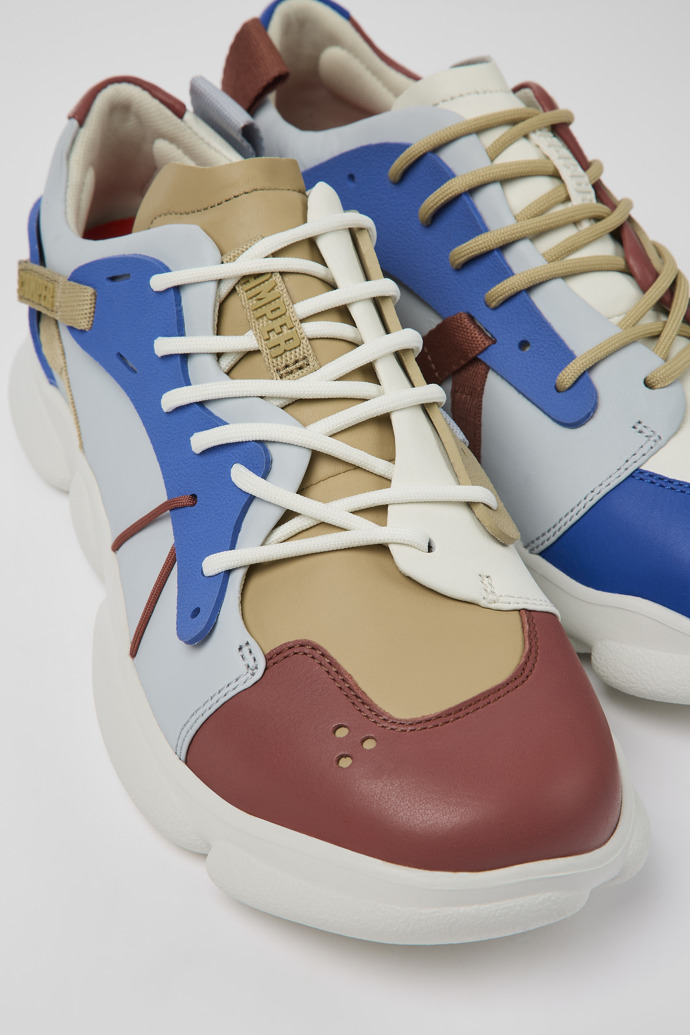 Close-up view of Twins Multicolored Leather/Textile Sneaker for Men