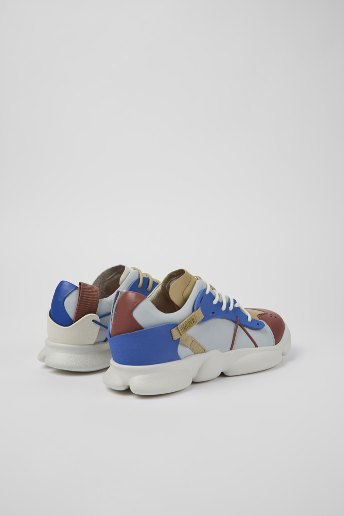 Back view of Twins Multicolored Leather/Textile Sneaker for Men