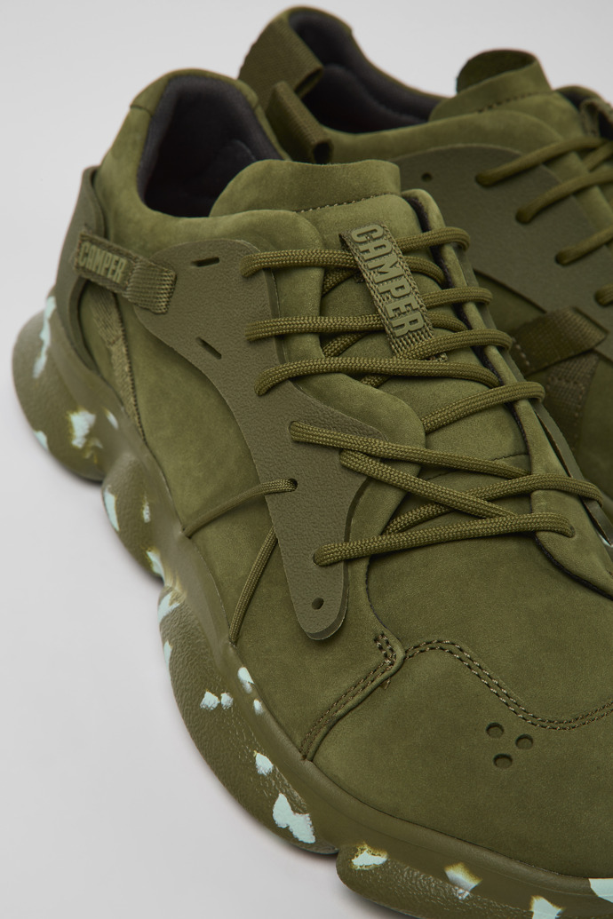 Close-up view of Karst Green Nubuck/Textile Sneaker for Men