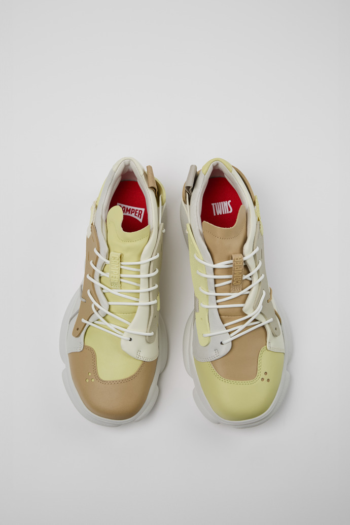 Overhead view of Twins Multicolor Leather/Textile Sneakers for Men.