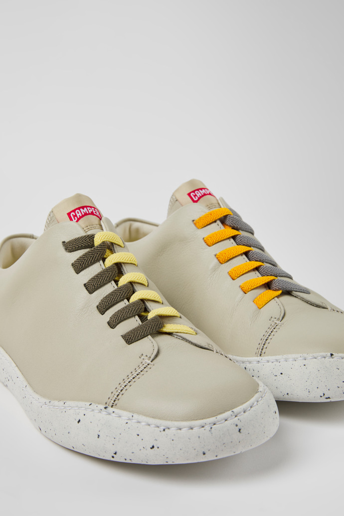 Close-up view of Twins Gray leather sneakers for men