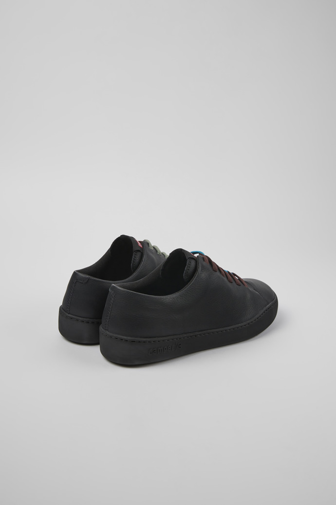 Back view of Twins Black leather sneakers for men