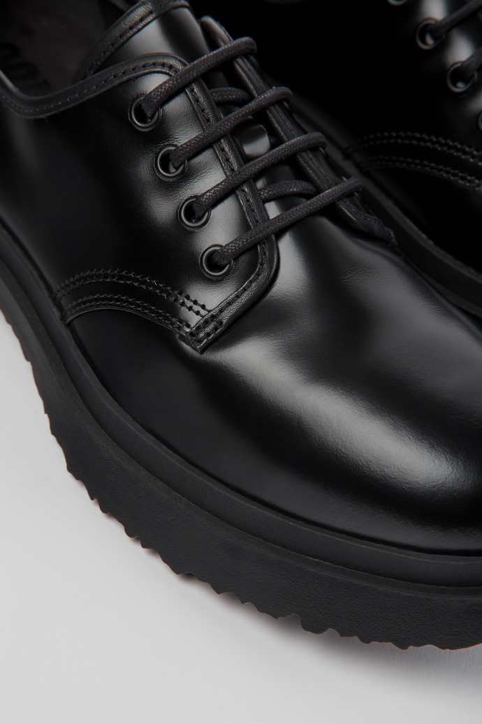 Close-up view of Walden Black leather shoes for men