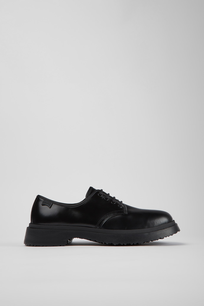 Side view of Walden Black leather shoes for men