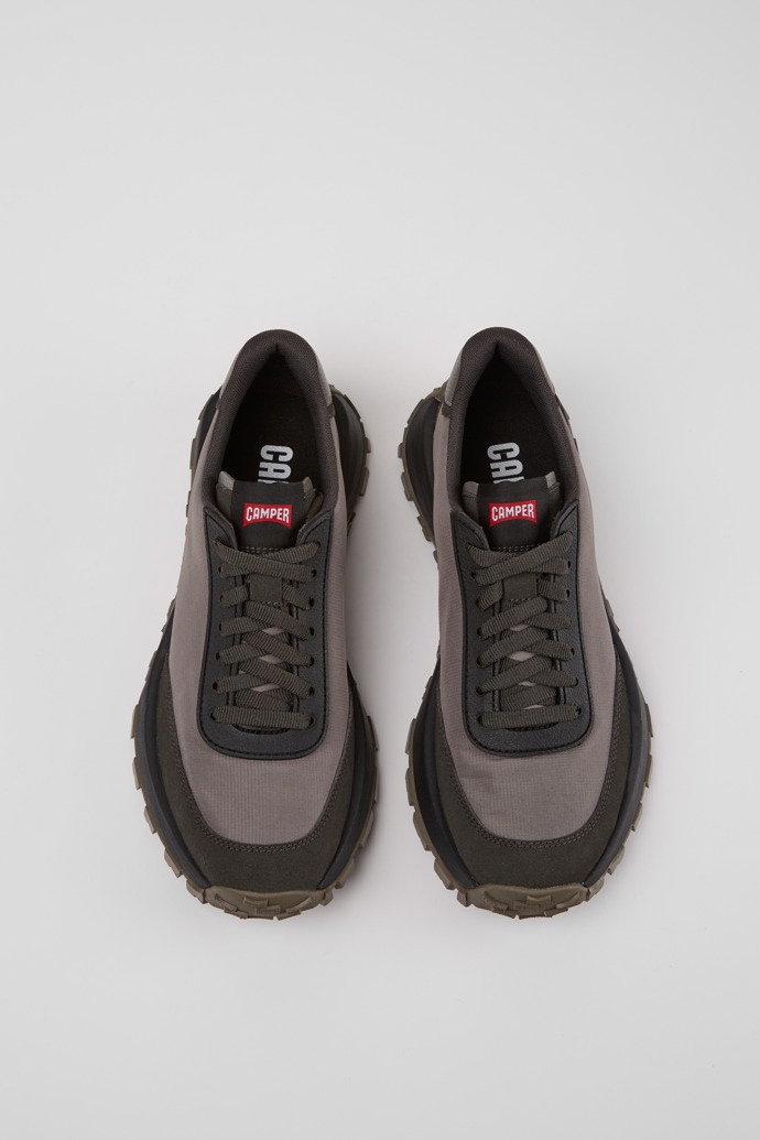 Overhead view of Drift Trail VIBRAM Gray and black textile and nubuck sneakers for men
