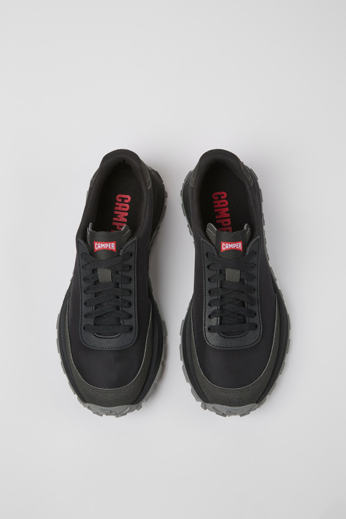 Overhead view of Drift Trail Black textile and nubuck sneakers for men