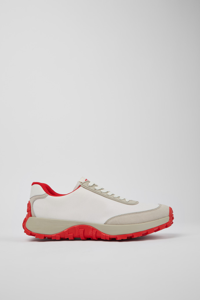 Image of Side view of Drift Trail VIBRAM White recycled PET and nubuck sneakers for men