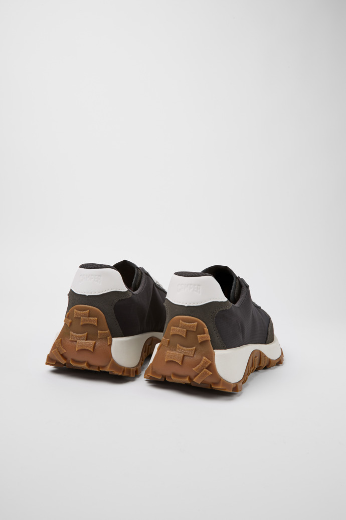 Back view of Drift Trail VIBRAM Black recycled PET and nubuck sneakers for men
