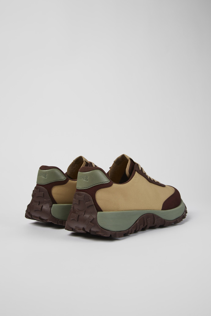 Back view of Drift Trail VIBRAM Beige recycled PET and nubuck sneakers for men