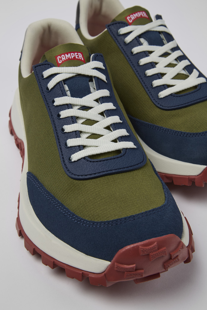Close-up view of Drift Trail VIBRAM Green Textile/Nubuck Sneaker for Men