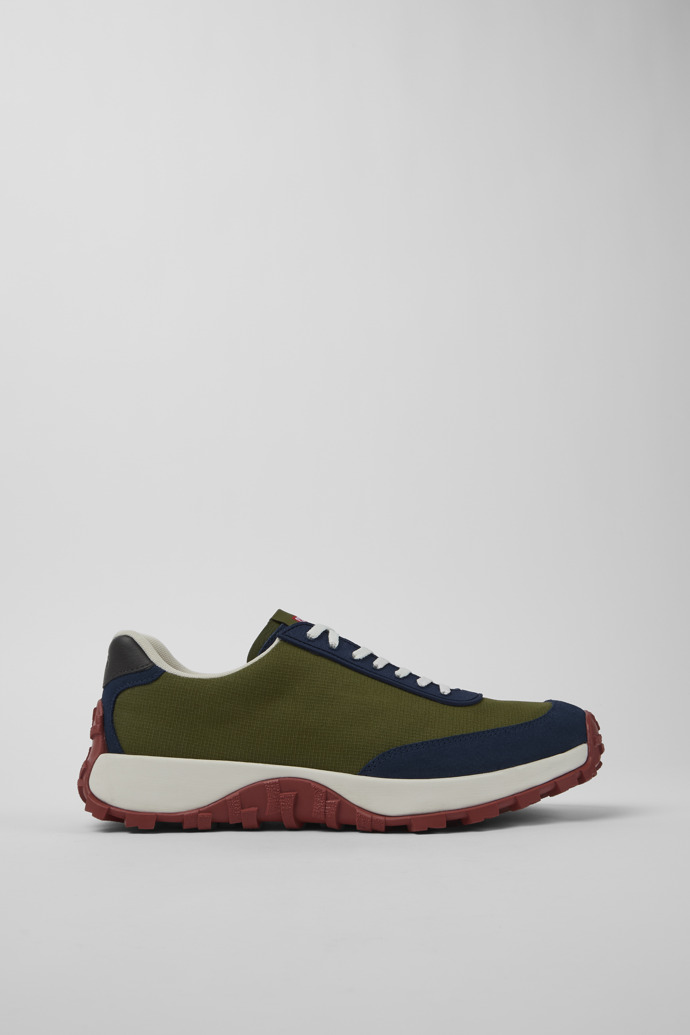Image of Side view of Drift Trail VIBRAM Green Textile/Nubuck Sneaker for Men