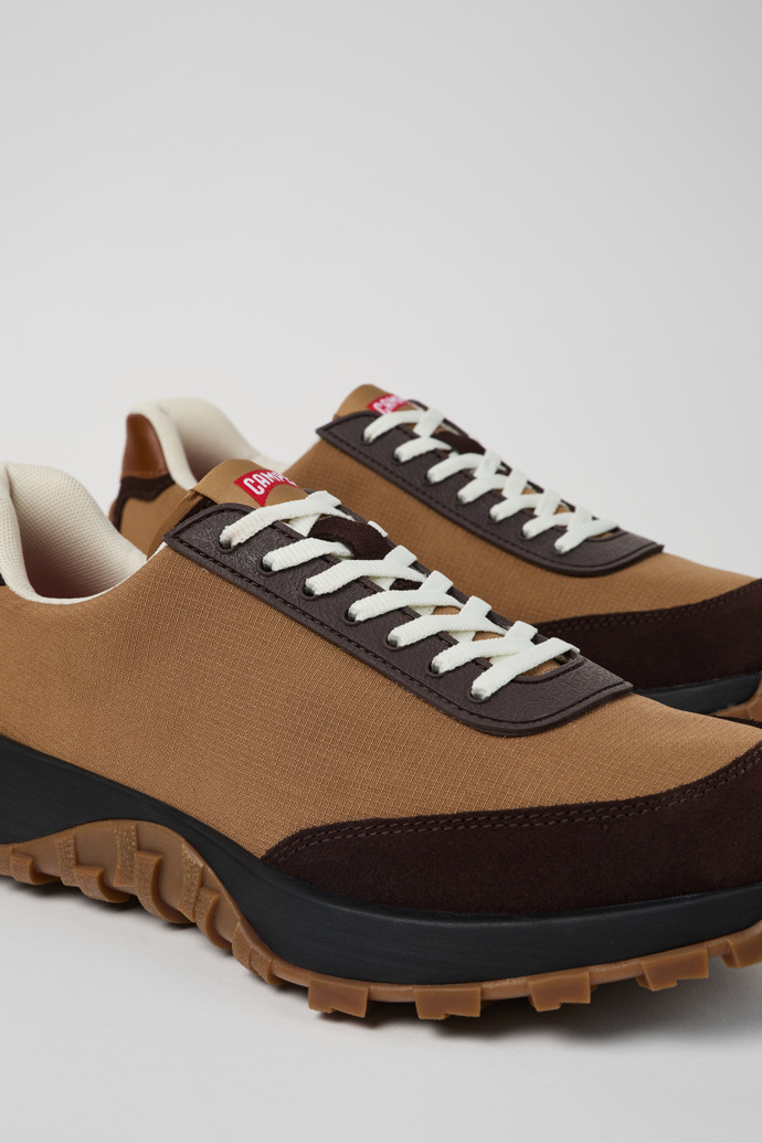 Close-up view of Drift Trail VIBRAM Brown Textile/Nubuck Sneaker for Men
