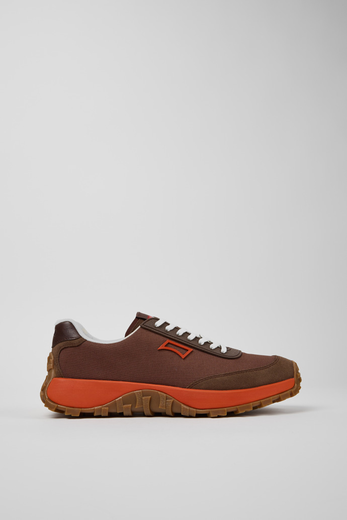 Side view of Drift Trail Brown Textile and Nubuk Sneakers for Men.