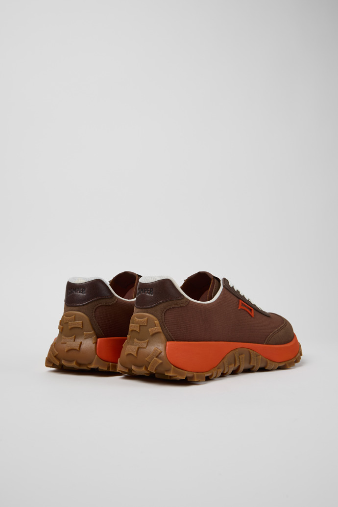 Back view of Drift Trail Brown Textile and Nubuk Sneakers for Men.
