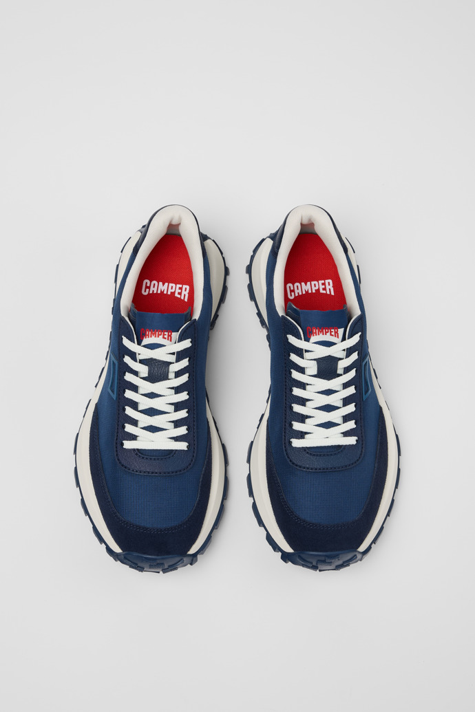 Overhead view of Drift Trail Blue Textile and Nubuck Sneakers for Men.