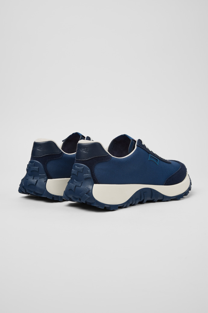 Back view of Drift Trail Blue Textile and Nubuck Sneakers for Men.
