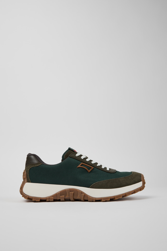 Side view of Drift Trail Green Textile and Nubuck Sneakers for Men.