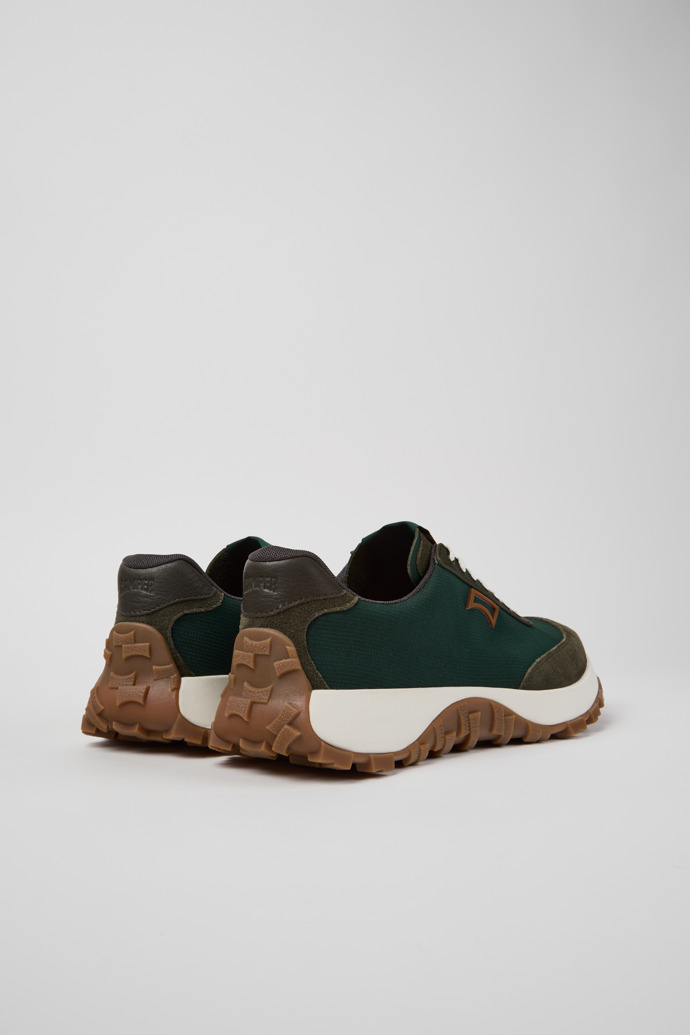 Back view of Drift Trail Green Textile and Nubuck Sneakers for Men.