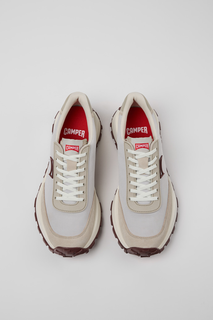 Overhead view of Drift Trail Gray Textile and Nubuck Leather Sneakers for Men.