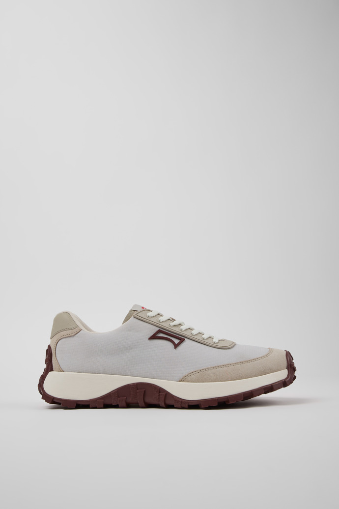 Side view of Drift Trail Gray Textile and Nubuck Leather Sneakers for Men.