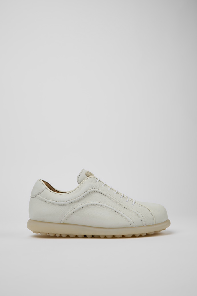 Image of Side view of Pelotas White non-dyed leather sneakers for men