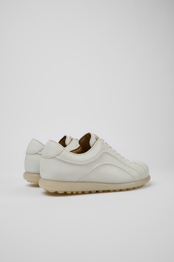 Back view of Pelotas White non-dyed leather sneakers for men