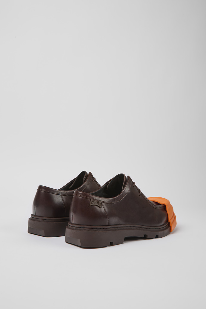 Back view of Junction Dark brown leather shoes for men