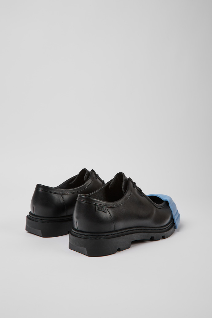 Back view of Junction Black leather shoes for men