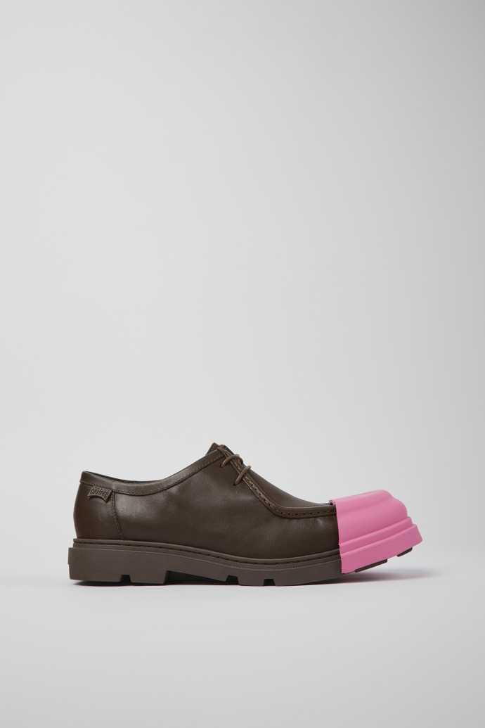 Image of Side view of Junction Brown leather shoes for men