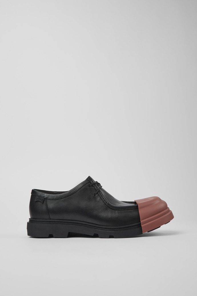 Image of Side view of Junction Black Leather Wallabee for Men