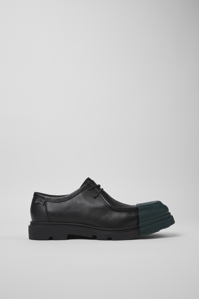 Side view of Junction Black leather shoes for men
