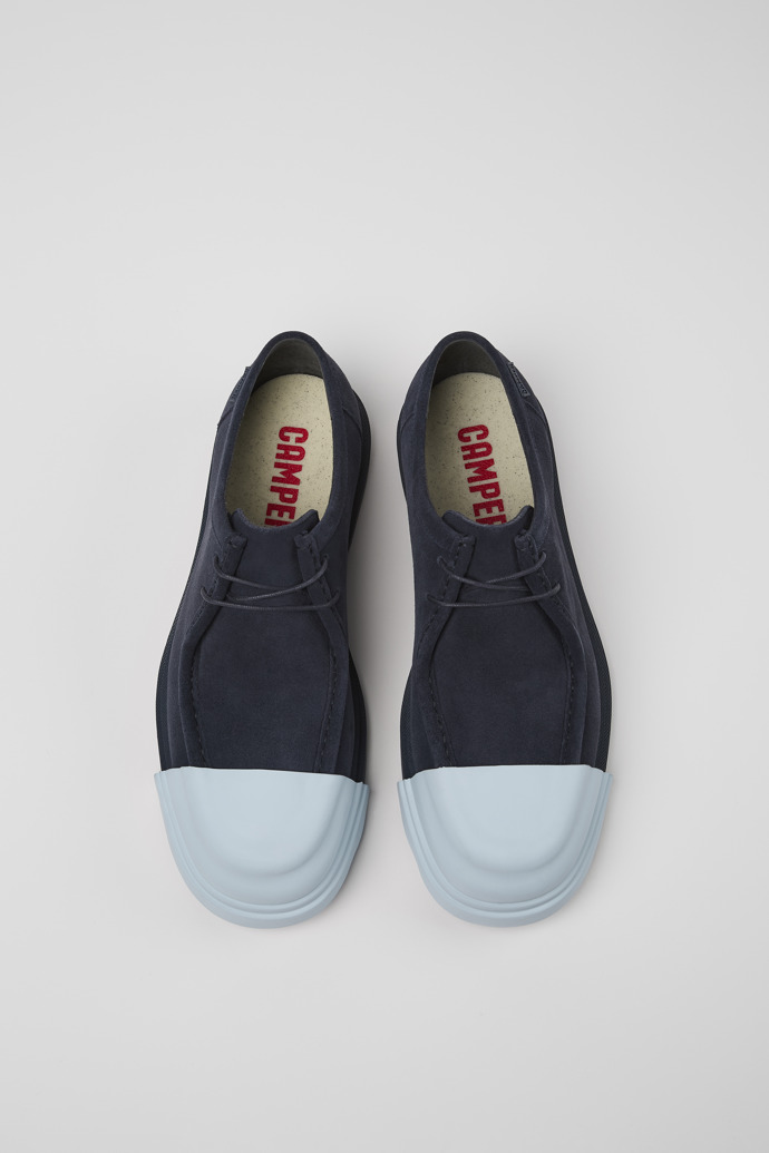 Overhead view of Junction Blue nubuck shoes for men