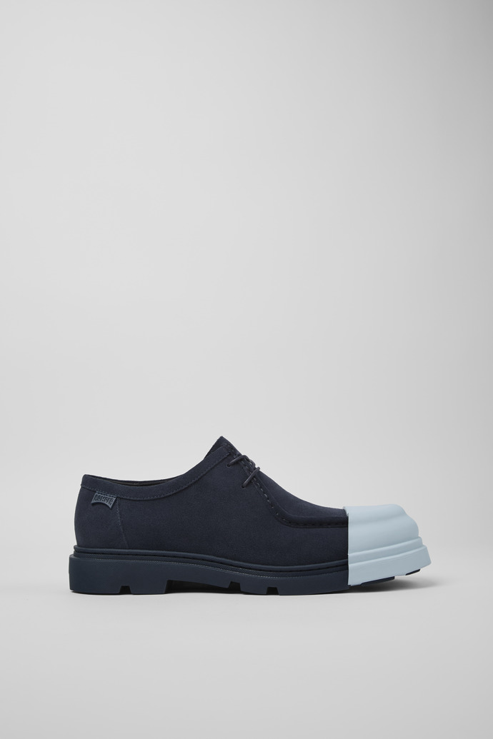 Side view of Junction Blue nubuck shoes for men