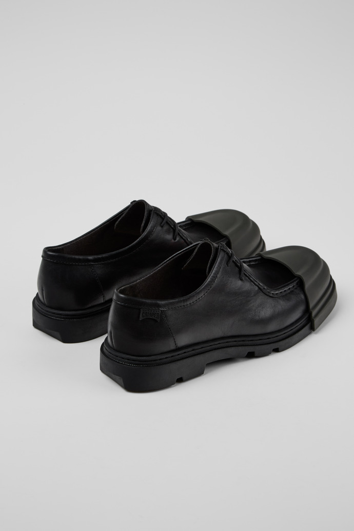 Back view of Junction Black Leather Men's Shoe.