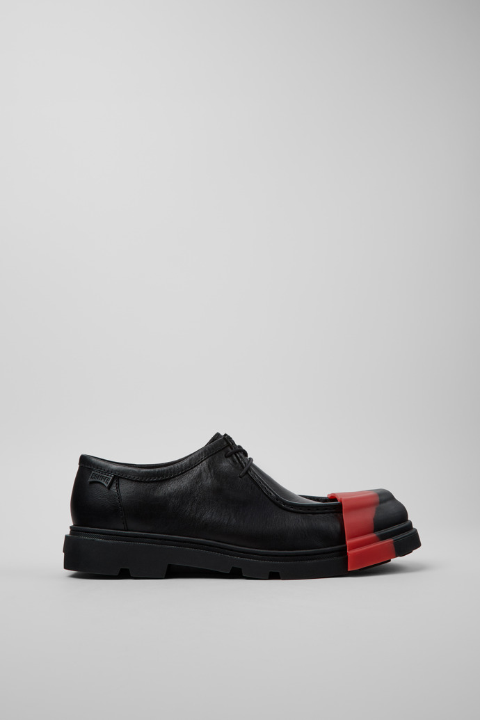 Junction Black Leather Shoes for Men.側面